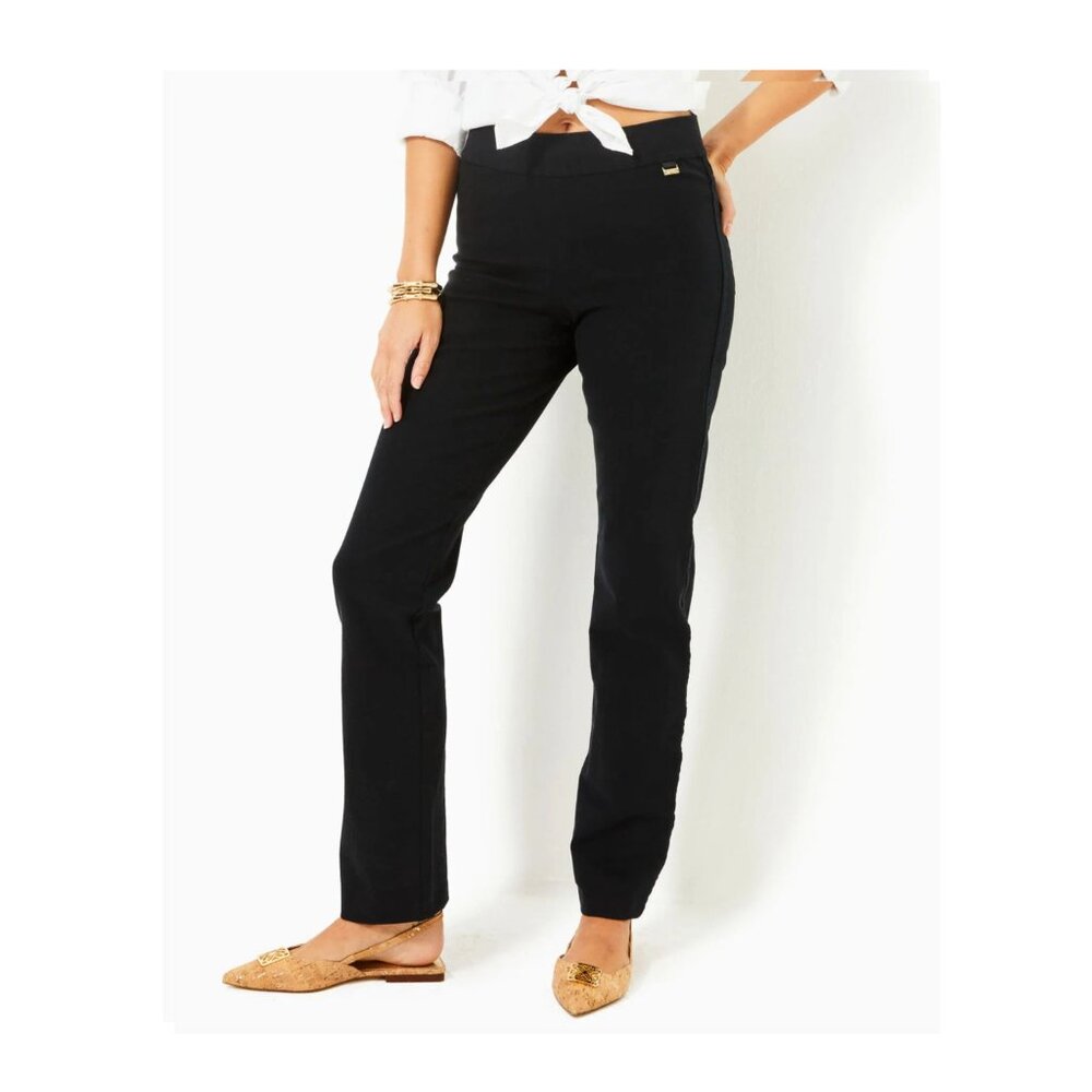 Lilly Pulitzer Declynn High Rise Straight Leg Pants Black Size 8 NWT - Picture 3 of 6